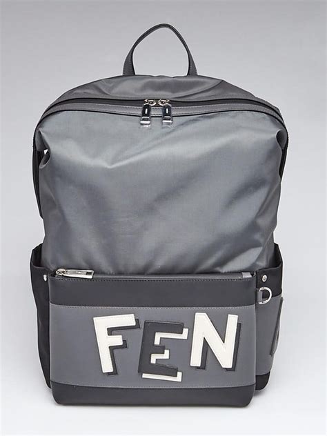 Grey/Black Nylon Fabric Shadow Logo Backpack Bag 7VA367